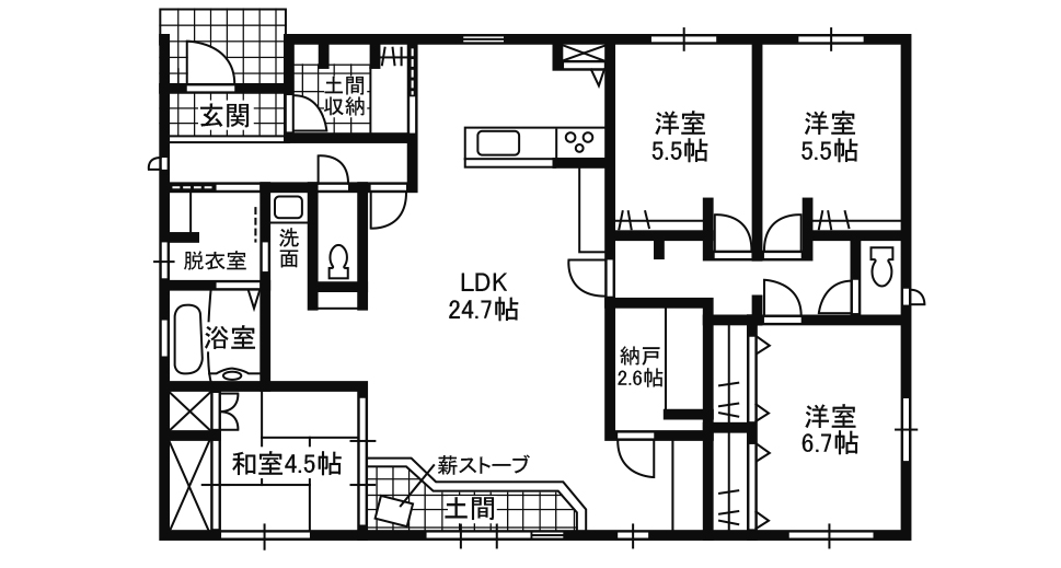 倉敷ハウジング 平屋の間取り