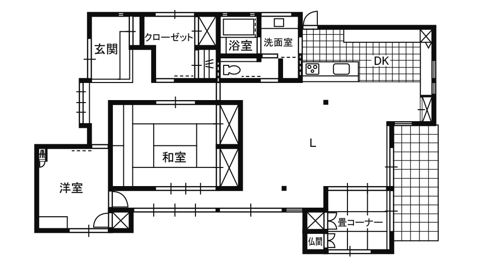 うずくぼ工房 平屋の間取り