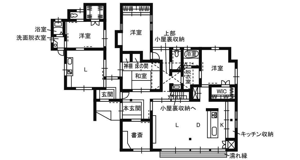 うずくぼ工房 平屋の間取り