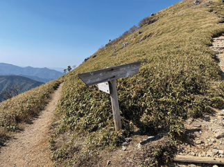 剣山山頂をトラバースして遊歩道コースに。