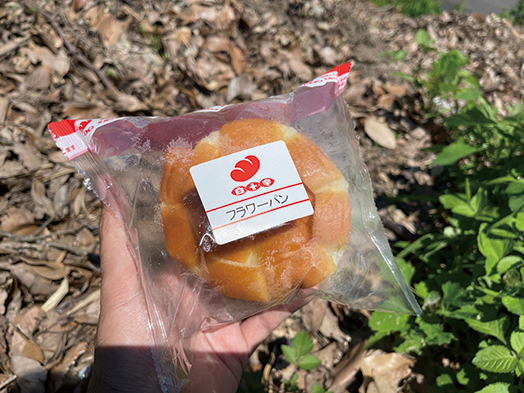 昼食は香川ではおなじみ白十字のフラワーパン。